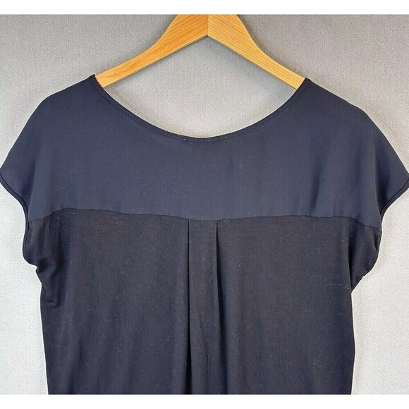 Philosophy Silky Black Top Blouse Cap Dolman Sleeve Scoop Neck Hi-Lo Staple Med - Picture 4 of 8